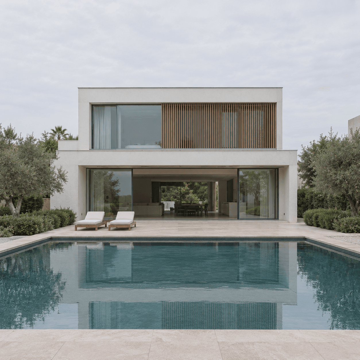 A converted works with full height glazing, looking out over the water.